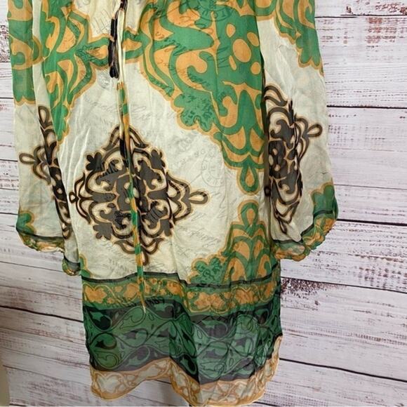 Hale Bob 100% Silk half balloon sleeve sheer scoop neck size large Tunic blouse - Picture 4 of 9